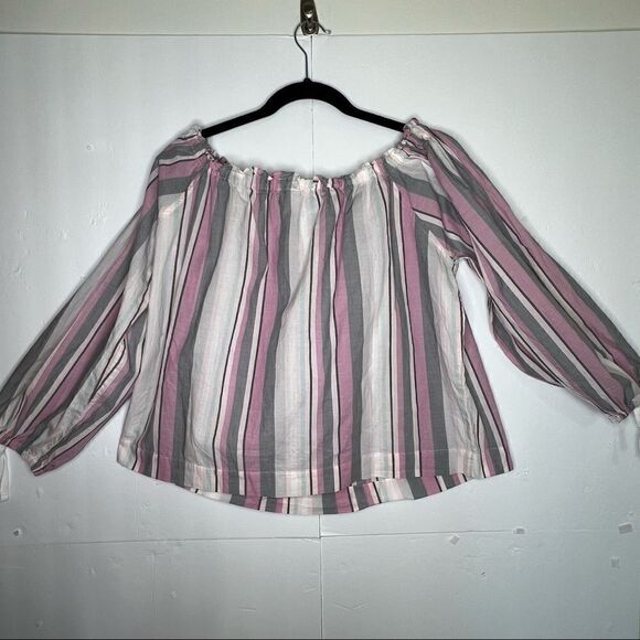 Nwot Victoria Secret boho off the shoulder striped top oversized fit XS - Picture 8 of 15